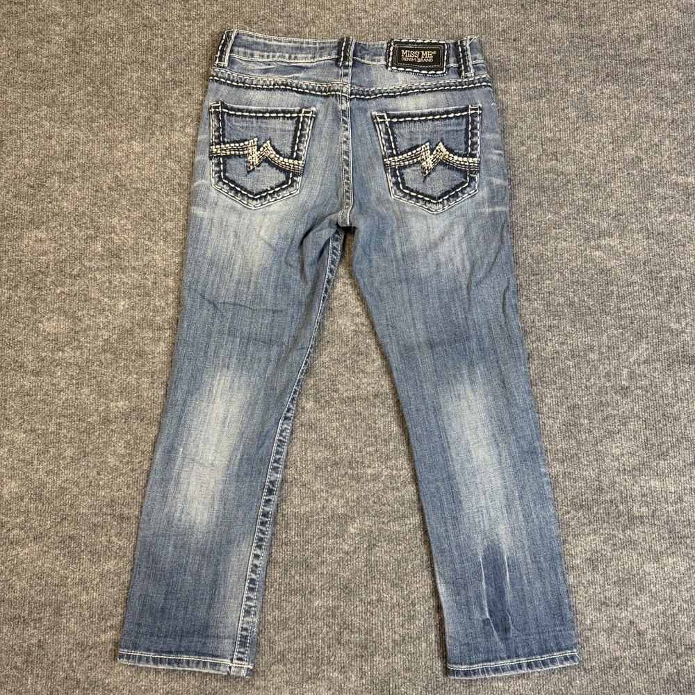 Miss Me Boyfriend Capri Jeans Women Size 27 Medium Wash Thick Stitch (30x25)